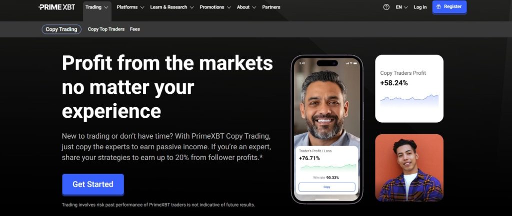 PrimeXBT, beste copy trading platform voor crypto voor profs