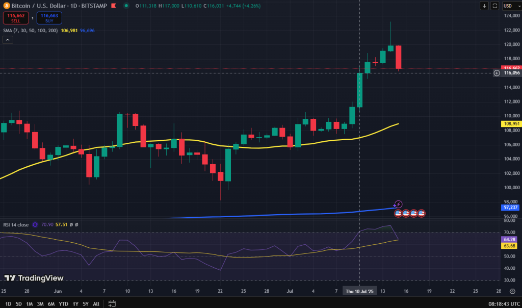 Bitcoin koers grafiek