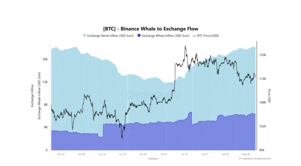 BTC Binance Whale to Exchange Flow. Source: CryptoQuant