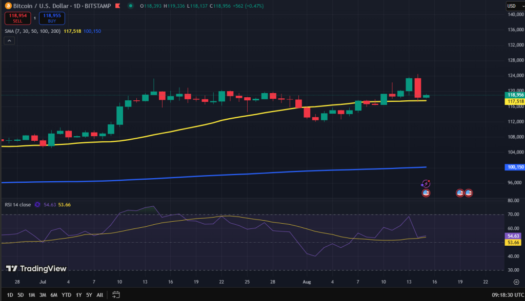 Bitcoin koers grafiek