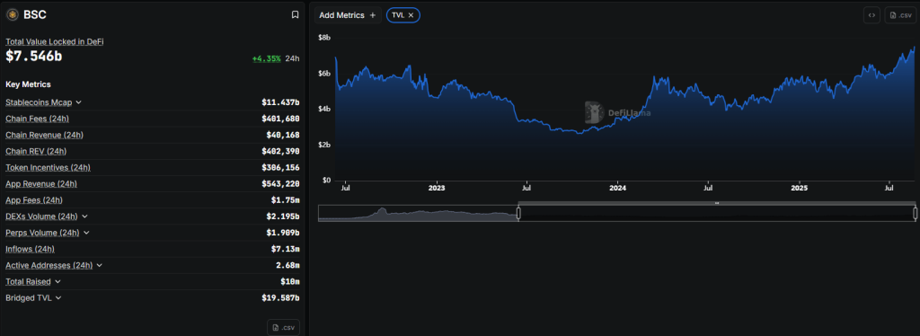 Binance Smart Chain on-chain data