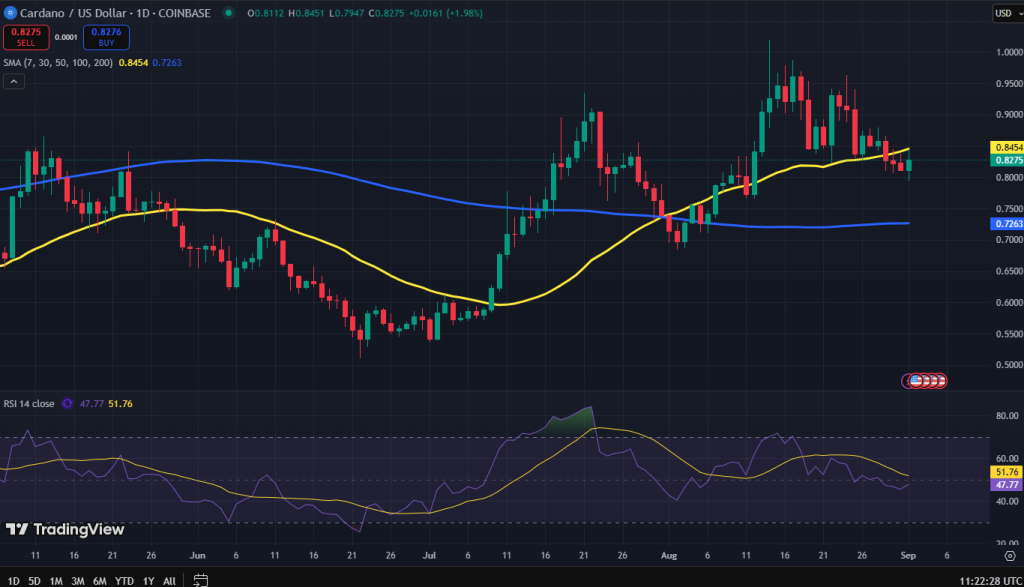 Cardano koers grafiek