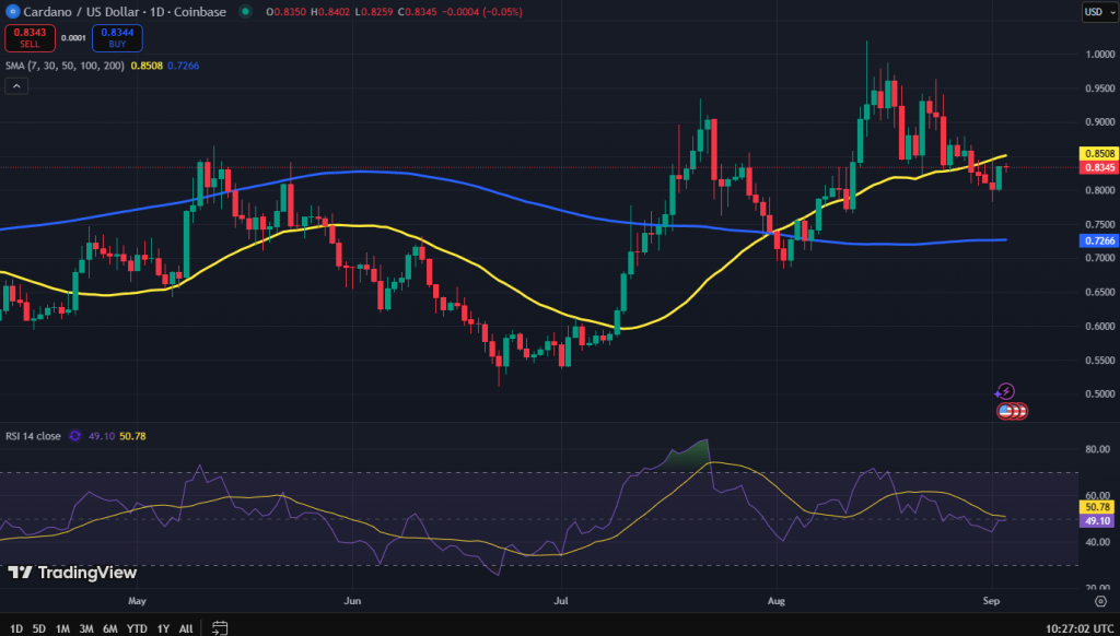Cardano koers grafiek