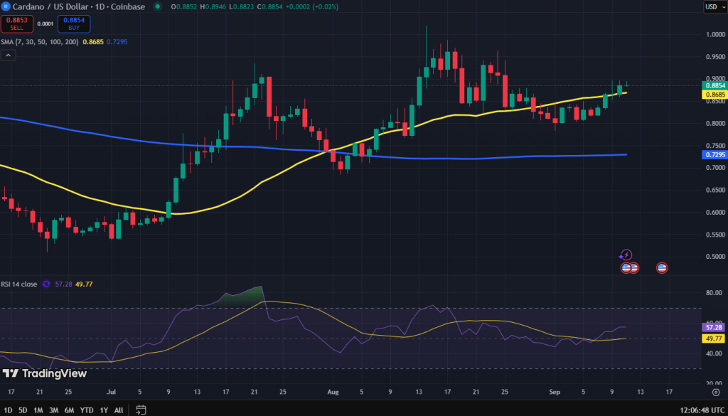 Cardano koers grafiek