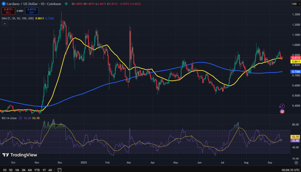 Cardano koers grafiek