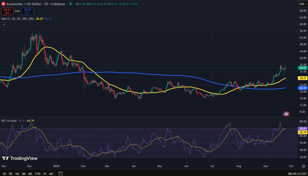 Avalanche koers grafiek