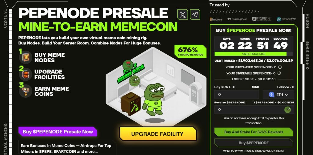 PepeNode is een gamified mine-to-earn meme coin