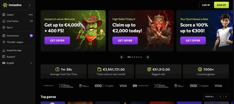 Instasino, beste online PayPal casino