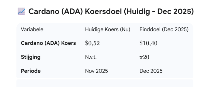 De Cardano koers verwachting van Gemini: een x20 stijging. Bron: Gemini.