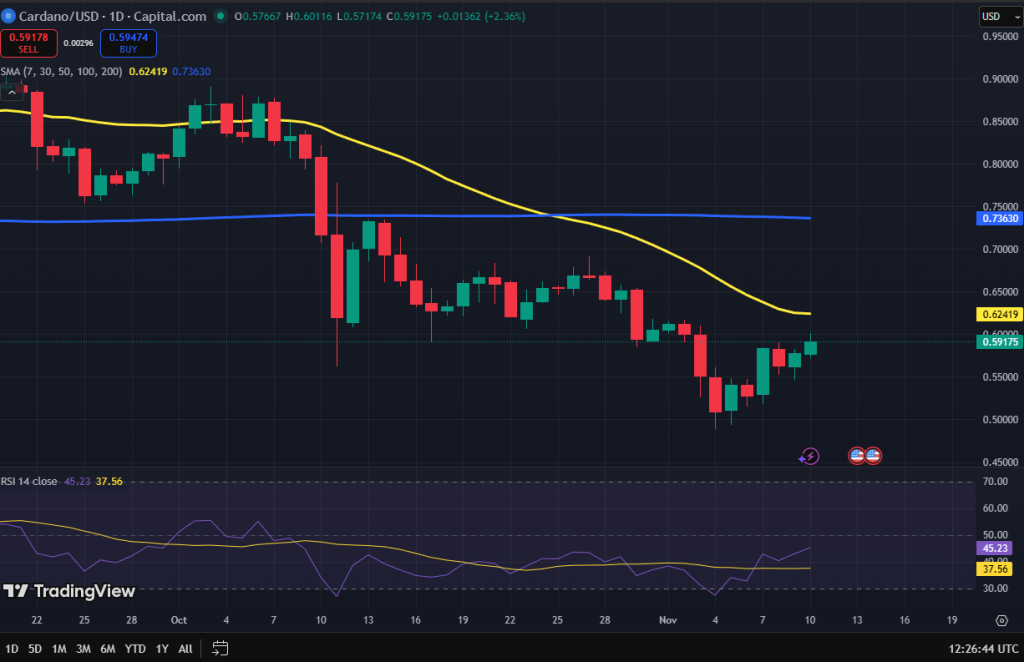 Cardano koers grafiek