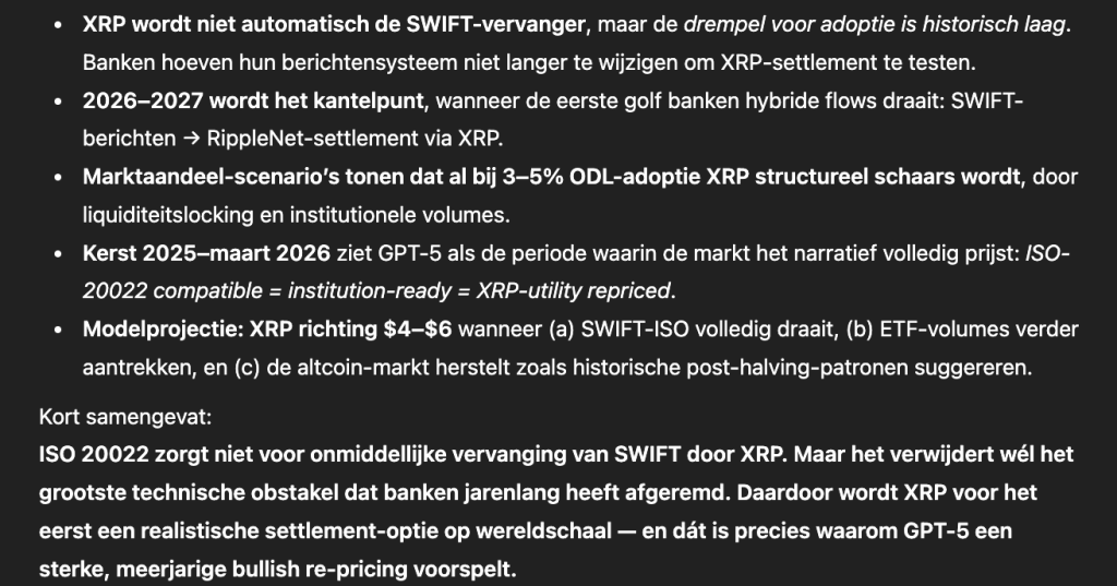 XRP SWIFT overname verwachting GPT-5