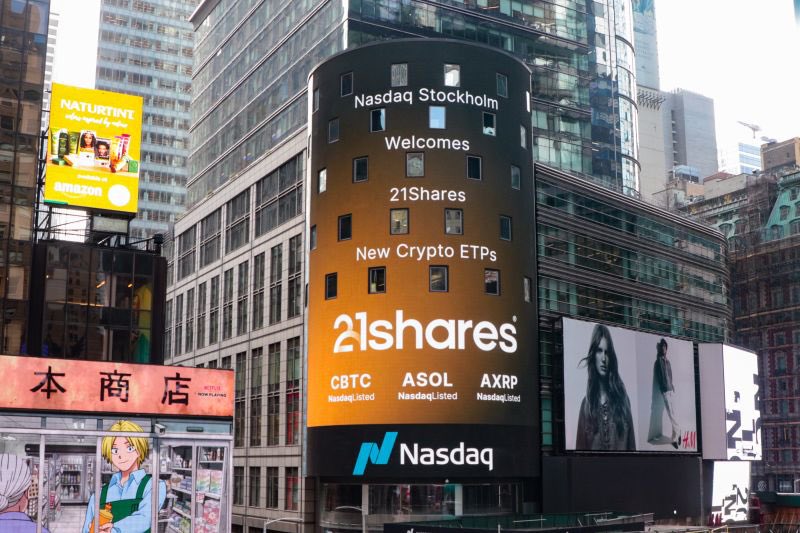 21Shares XRP ETF billboard New York City