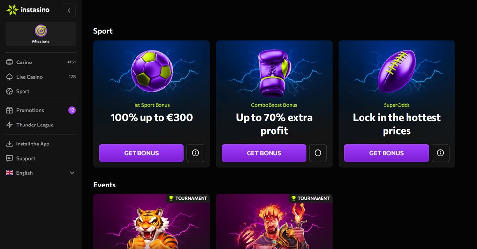 Instasino sportbonussen