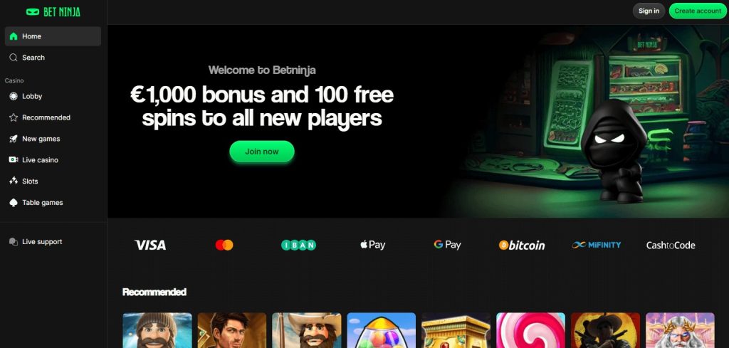 Betninja is een Engels casino