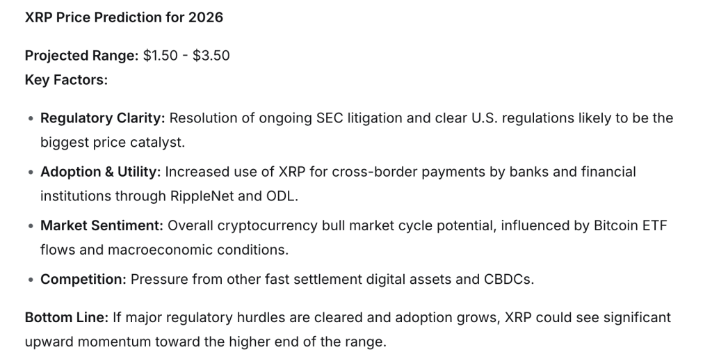 Deepseek's voorspelling over XRP
