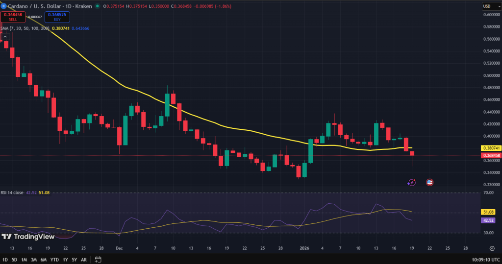Cardano koers grafiek