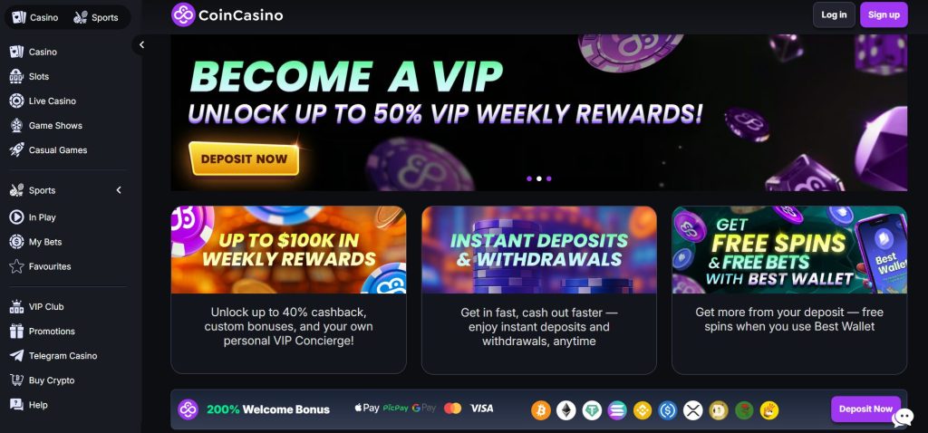 CoinCasino – VIP cashbacks voor regelmatige spelers