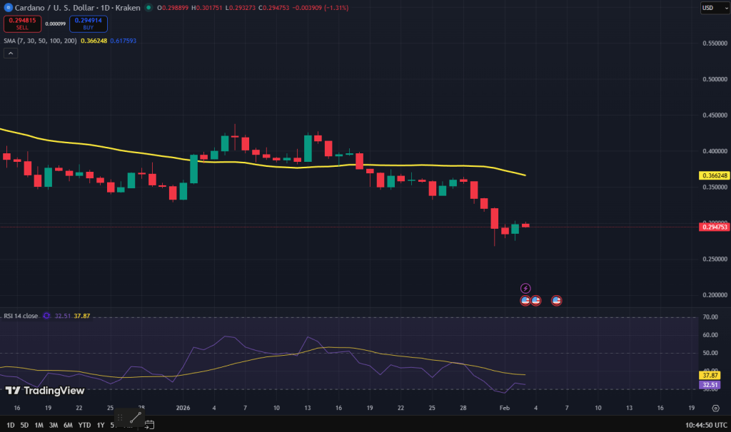 Cardano koers grafiek