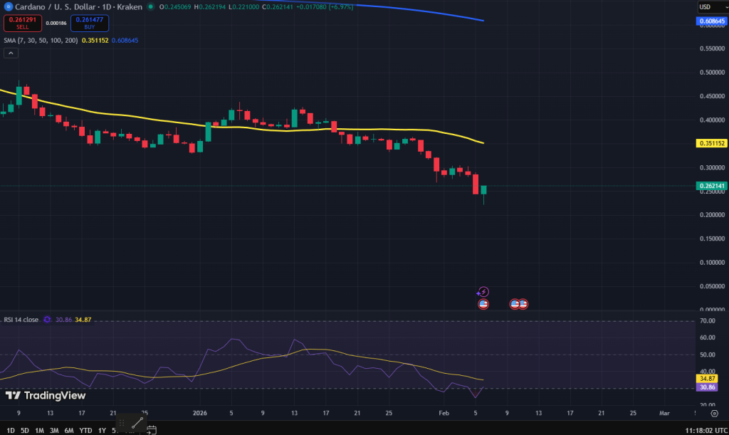 Cardano koers grafiek