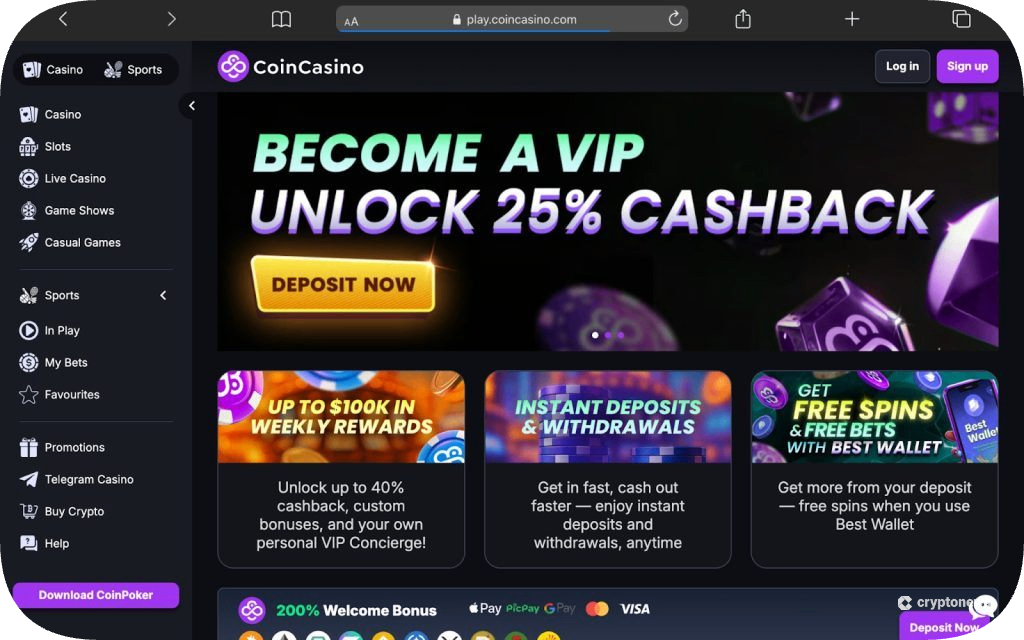 200% casino bonus bij CoinCasino