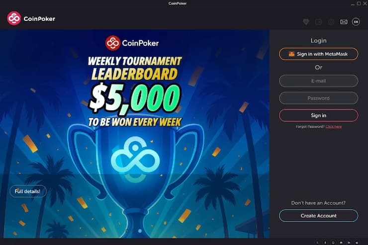 Maak een account aan bij CoinPoker