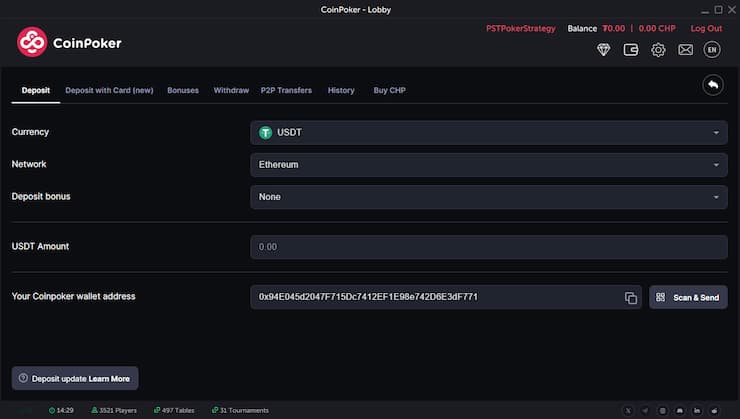 Stort geld op je account bij CoinPoker
