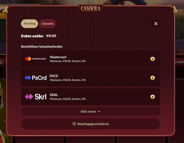 Casoola kassier om te storten