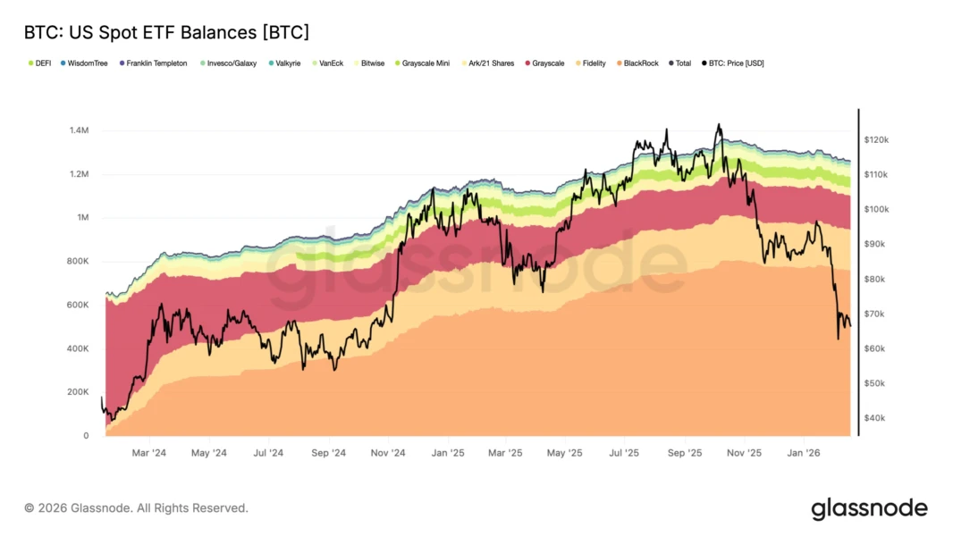 BTC ETF outflow februari 2026 - Bron: Glassnode