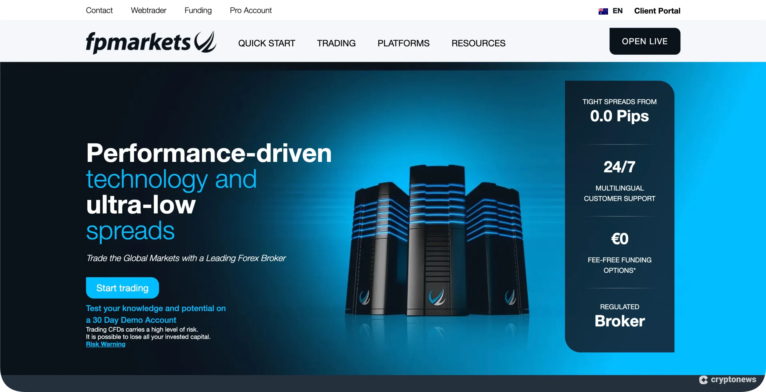 FPmarkets crypto broker startpagina.