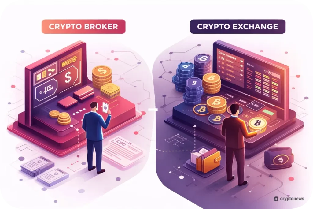Crypto broker vs. crypto exchange.