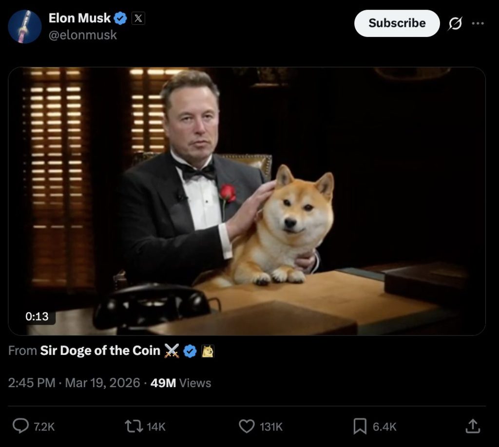 DOGE tweet Elon Musk - Bron: Elon Musk X