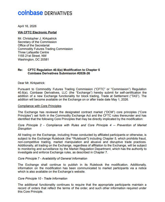 XRP Coinbase derivaten contract