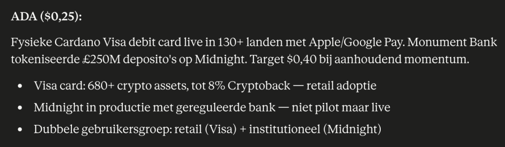 Cardano koers verwachting van Claude AI. Bron: Claude.
