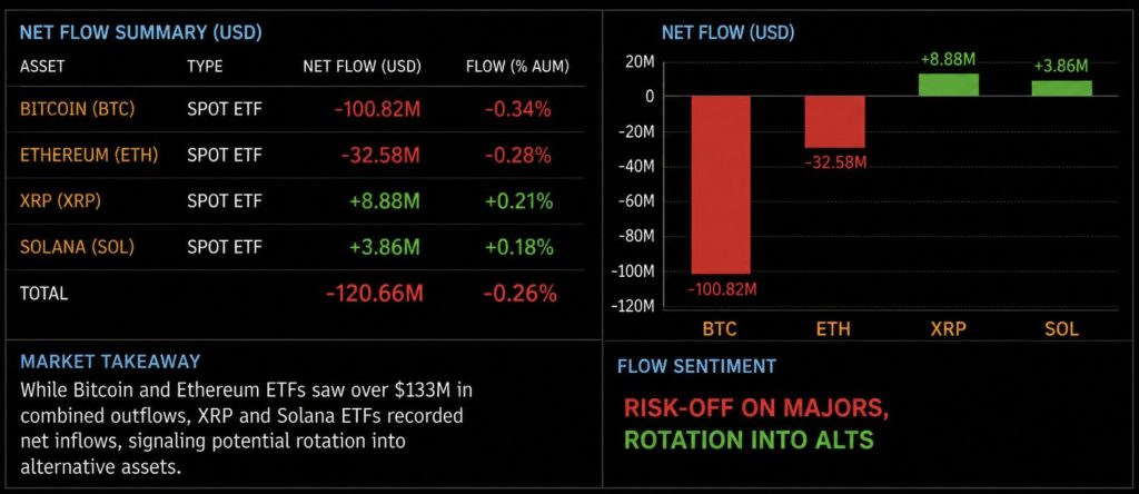 XRP ETF flow vorige week