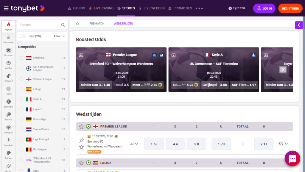 TonyBet bookmaker voor sportwedden - overzicht