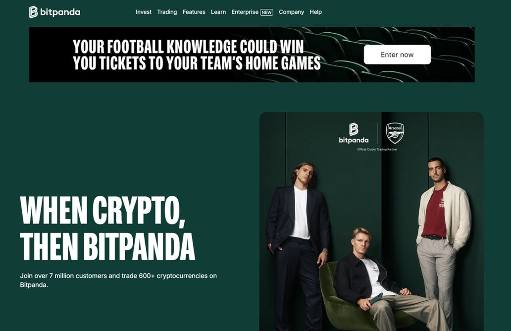Bitpanda voetbal actie hoofdpagina