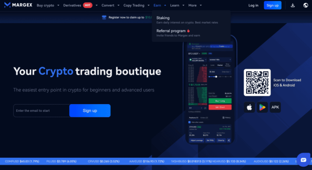 Piattaforma di trading sui futures crypto Margex