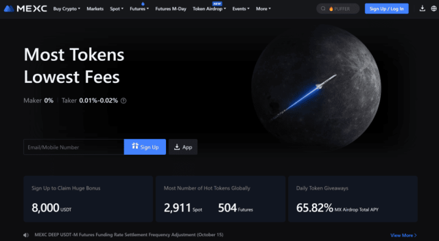 Piattaforma di trading sui futures crypto MEXC