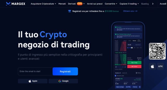 Comprare crypto con carta su Margex