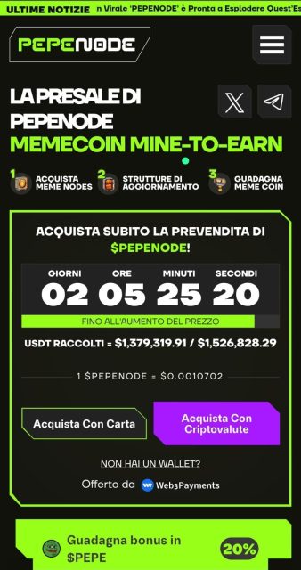 PEPENODE una delle migliori meme coin tra le criptovalute in rialzo