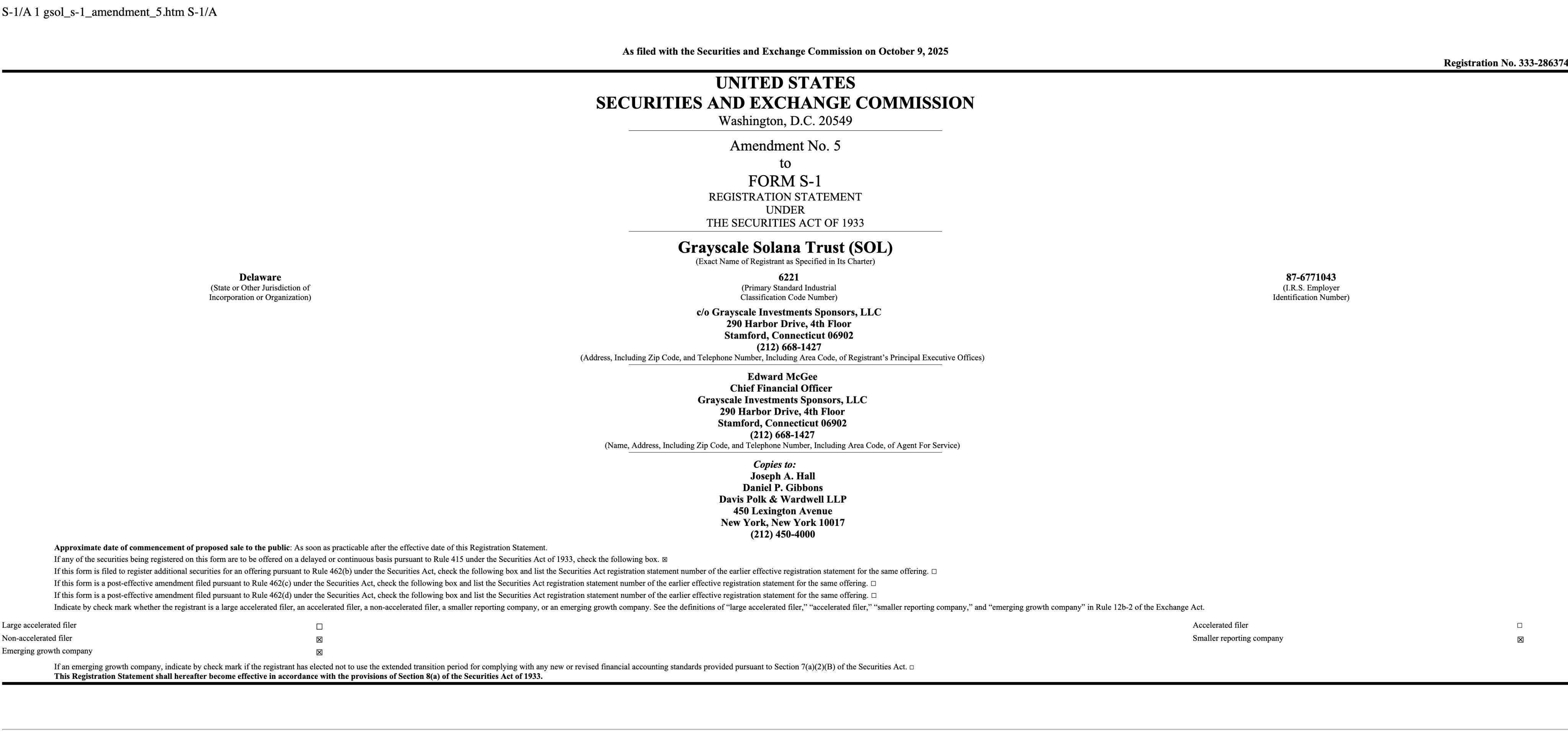 Documentazione dell'ETF spot su Solana.