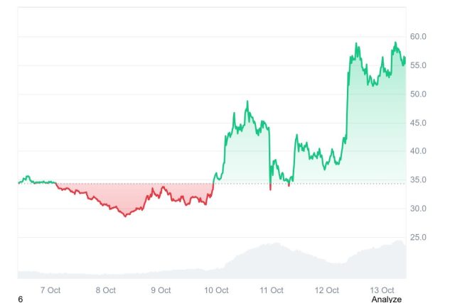 Grafico di Dash che mostra l'andamento del token