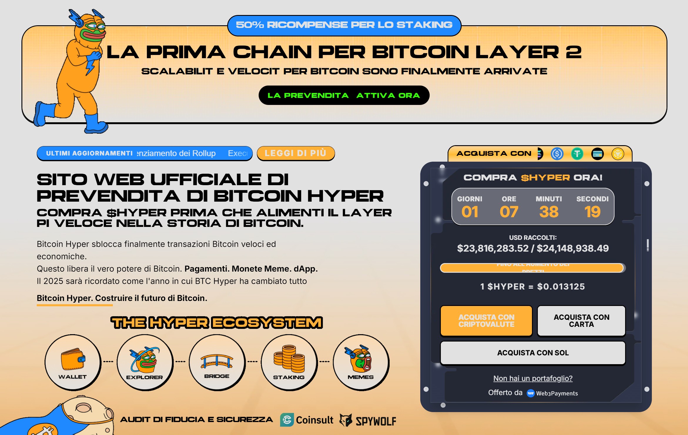 Immagine della homepage estrapolata dal sito ufficiale di Bitcoin Hyper