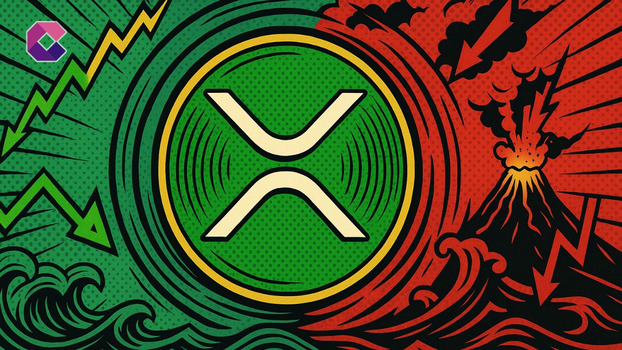 Logo XRP con onde concentriche simboleggia effetto Ripple sul mercato.
