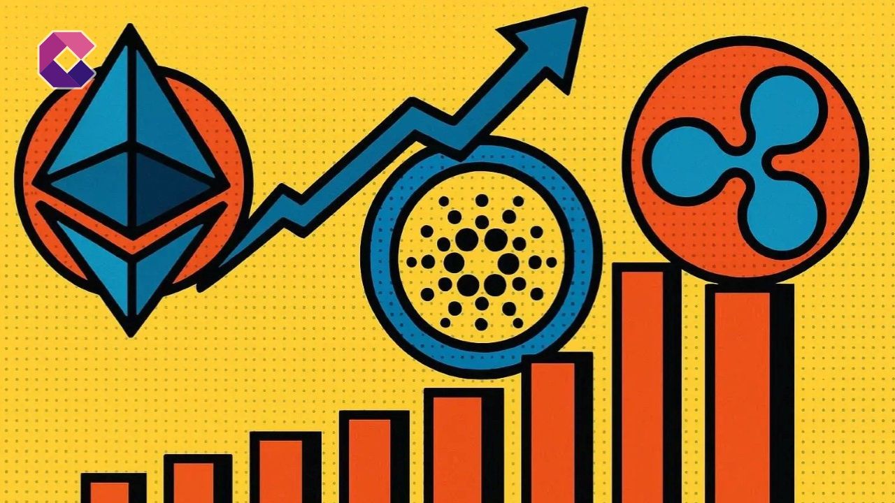 Immagine pop art per un articolo sulle previsioni di XRP. ADA ed ETH