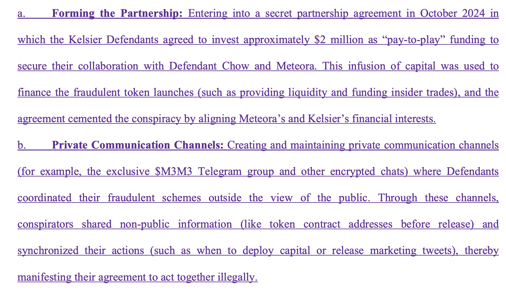 Screenshot di una pagina della denuncia estrapolato dal sito Court Listener