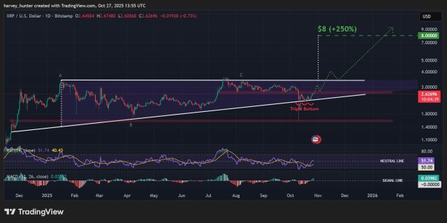 Grafico DOGE / USD giornaliero, triangolo ascendente. Fonte: TradingView