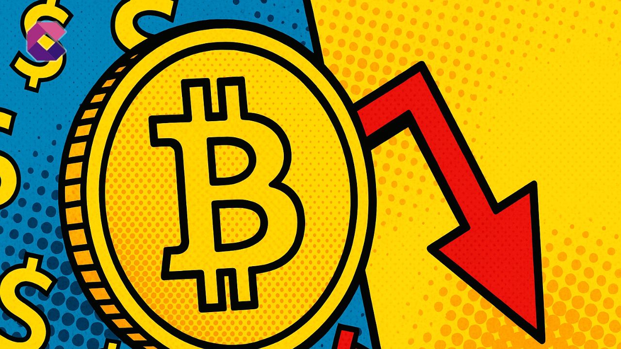 Bitcoin in calo - Illustrazione in stile pop art - Cryptonews Italia