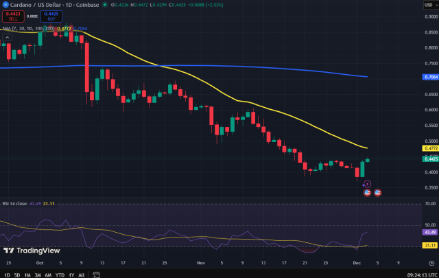 Grafico dei prezzi ADA - Fonte: TradingView
