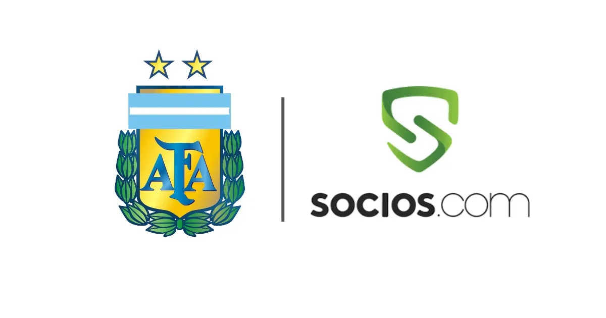 Argentina national football team logo alongside Socios.com logo.